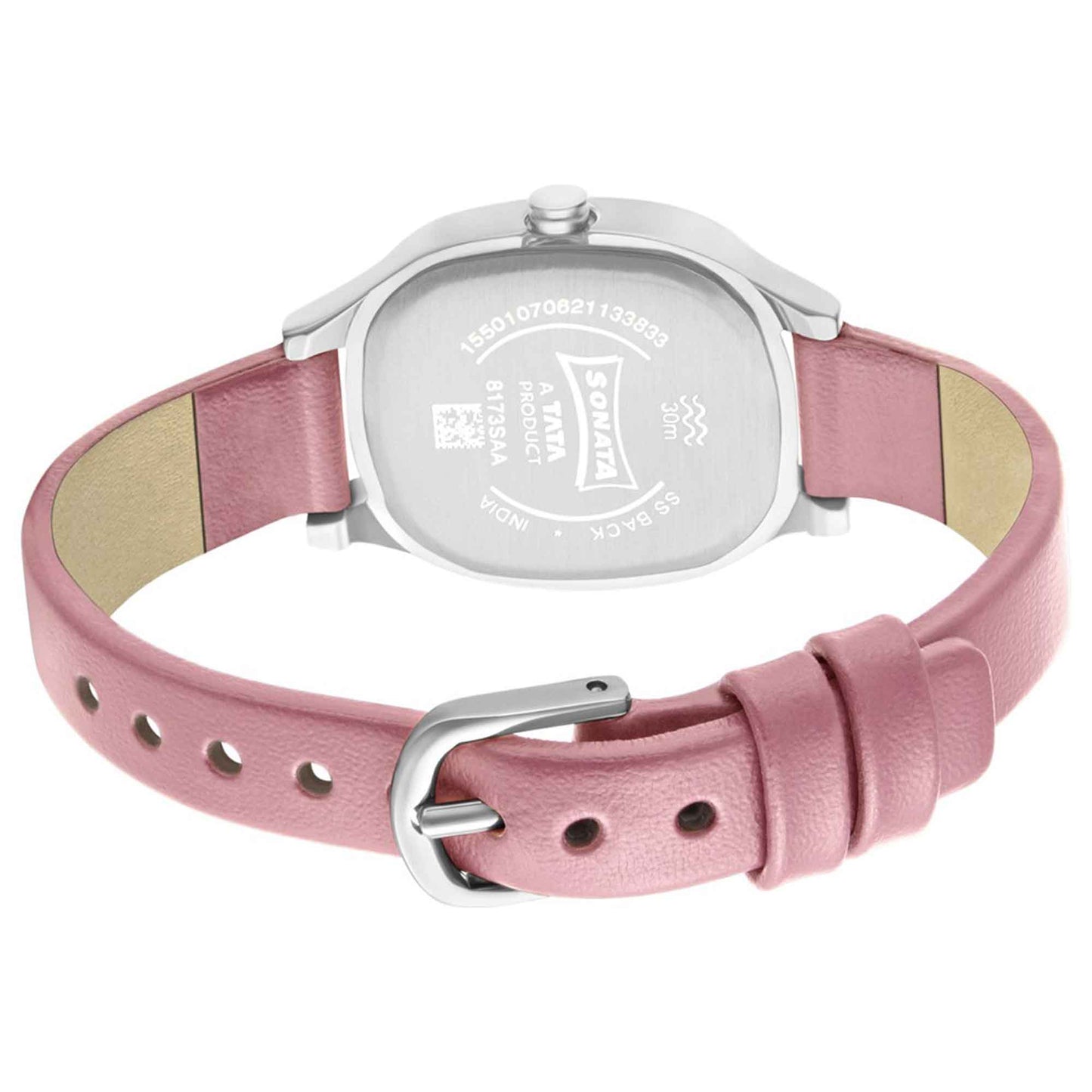 Linnea Pink Dial Purple Leather Strap Watch