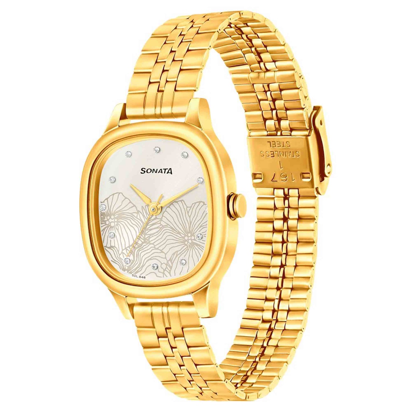 Linnea Silver Dial Yellow Stainless Steel Strap Watch