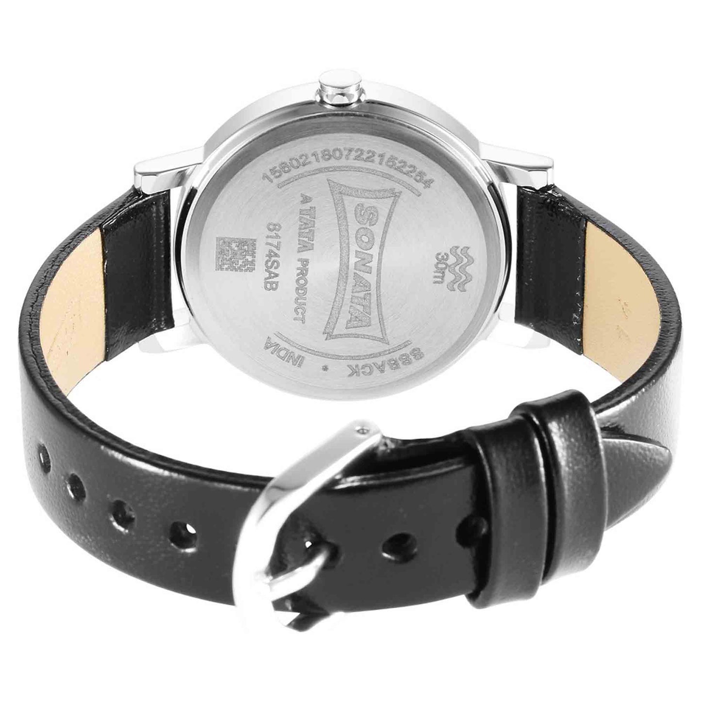 Ladies Essentials Silver Dial Leather Strap Watch for Women