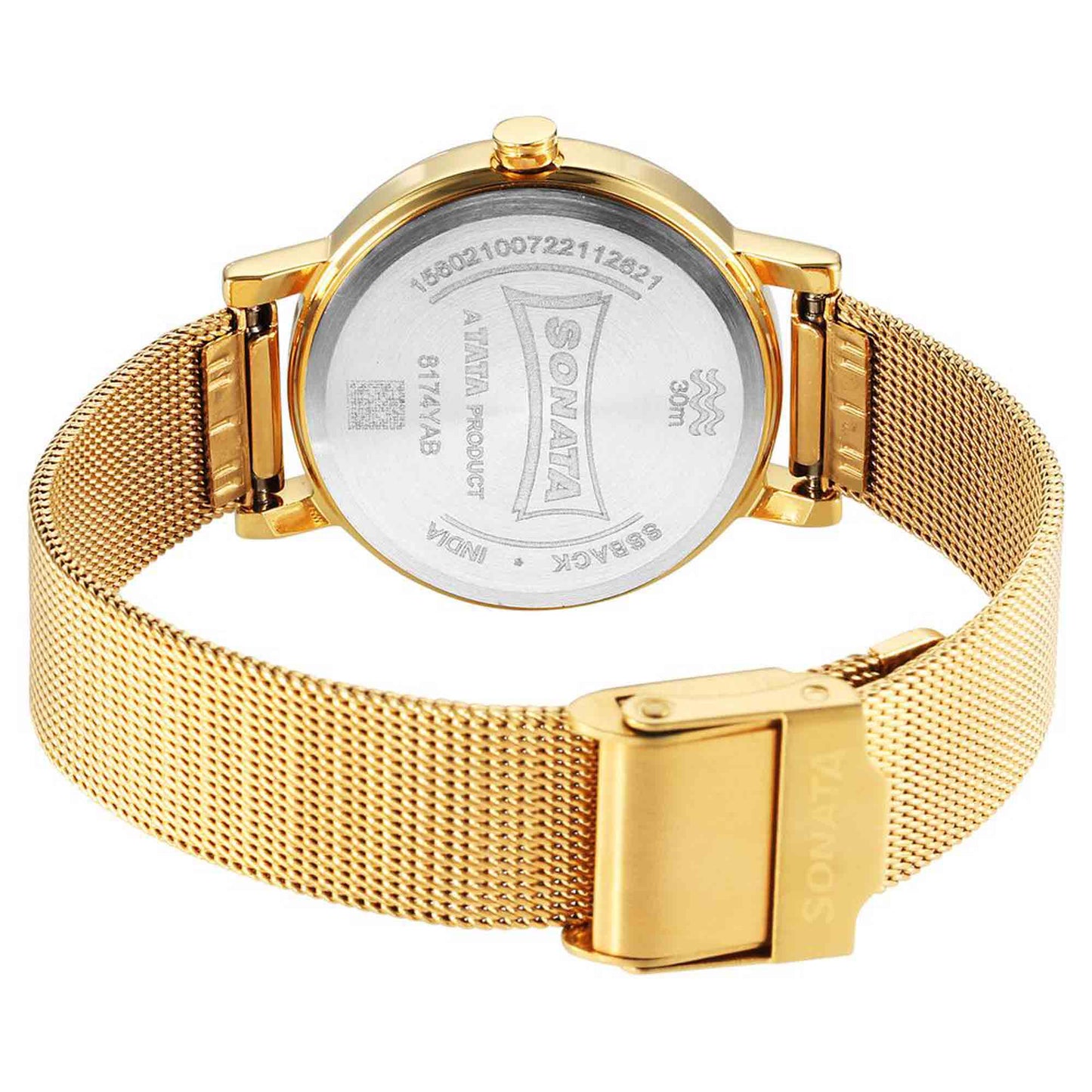 Ladies Essentials Beige Dial Stainless Steel Strap Watch for Women