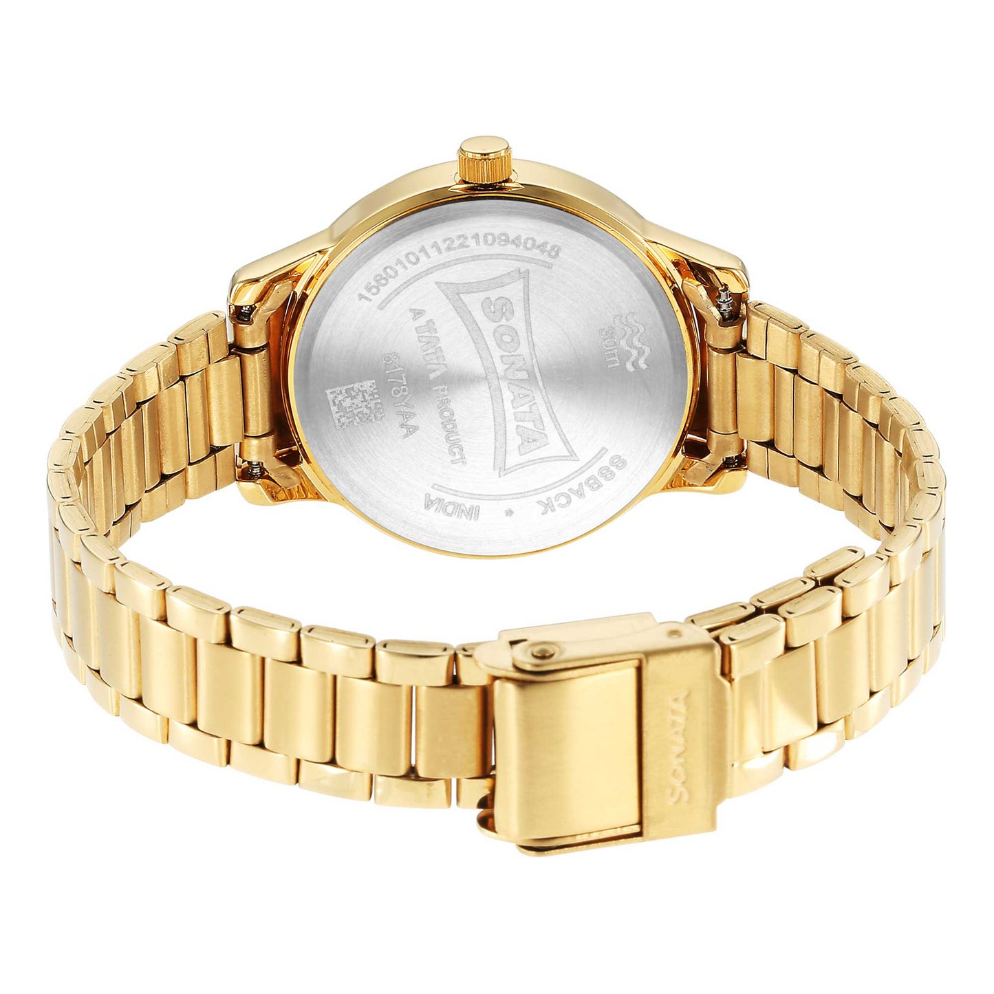 Classic Gold Silver Dial Metal Strap Watch for Women