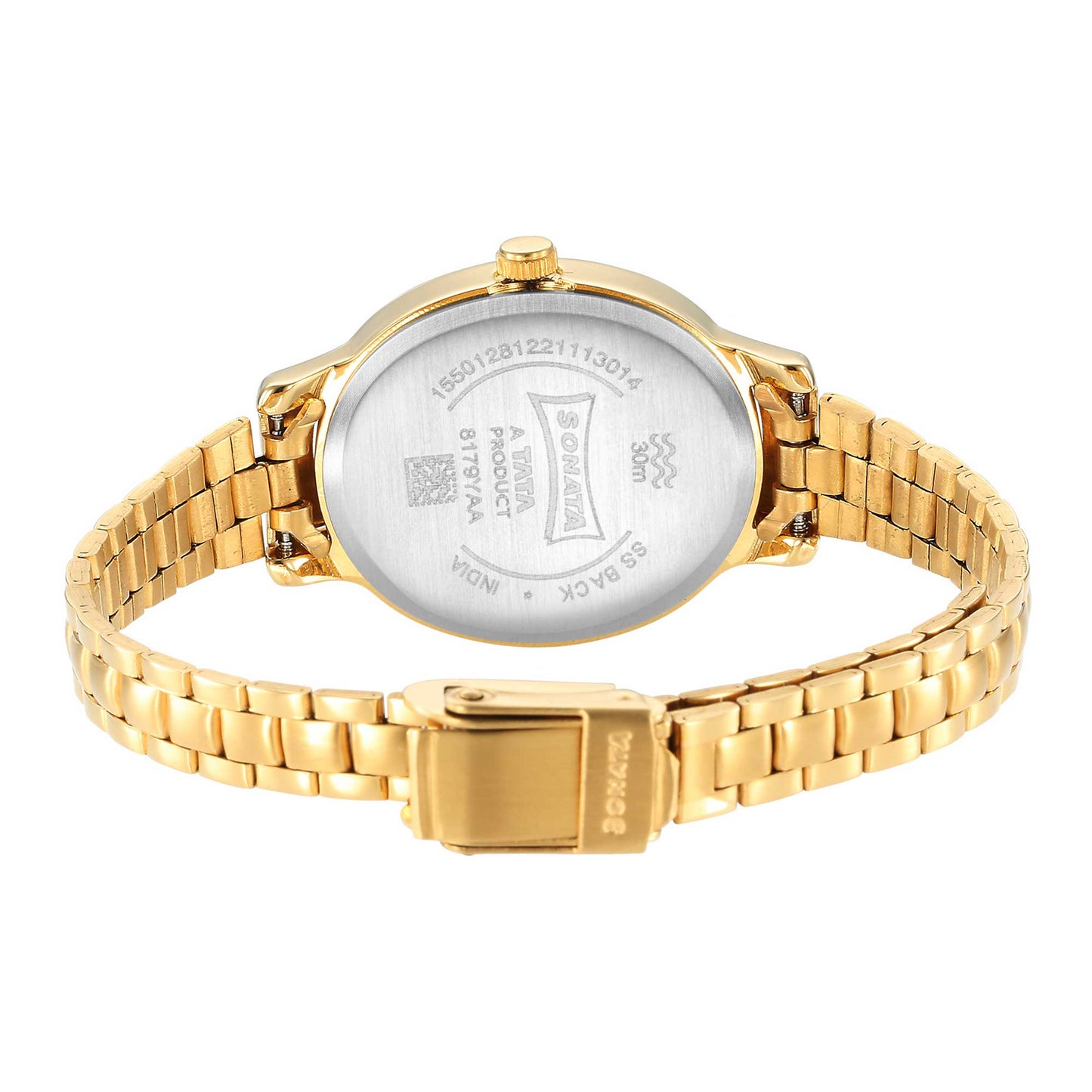 Classic Gold Silver Dial Metal Strap Watch for Women