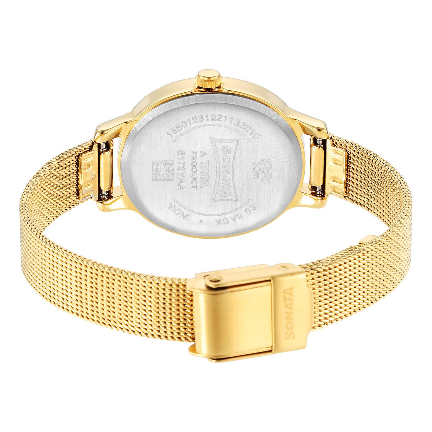Classic Gold Pink Dial Metal Strap Watch for Women