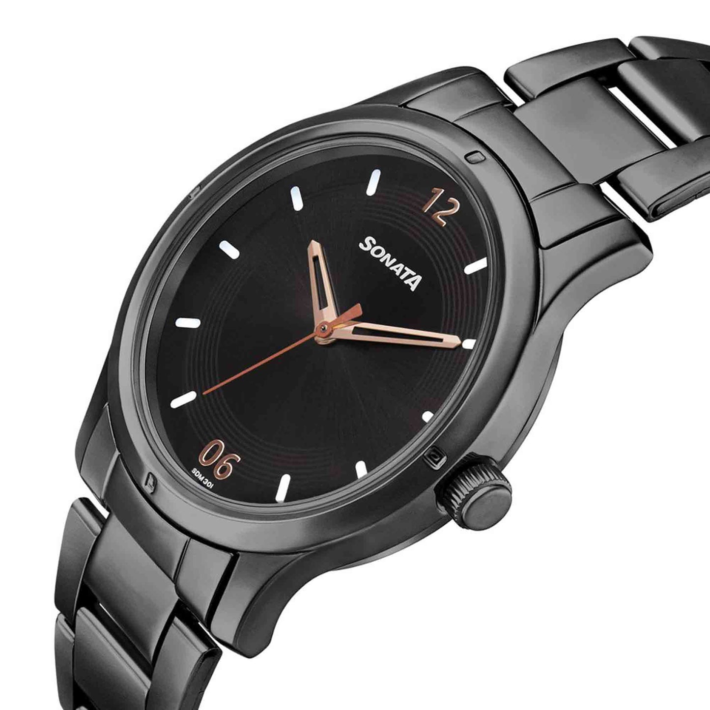 Sota Women of Steel Black Dial Stainless Steel Strap Watch for Women
