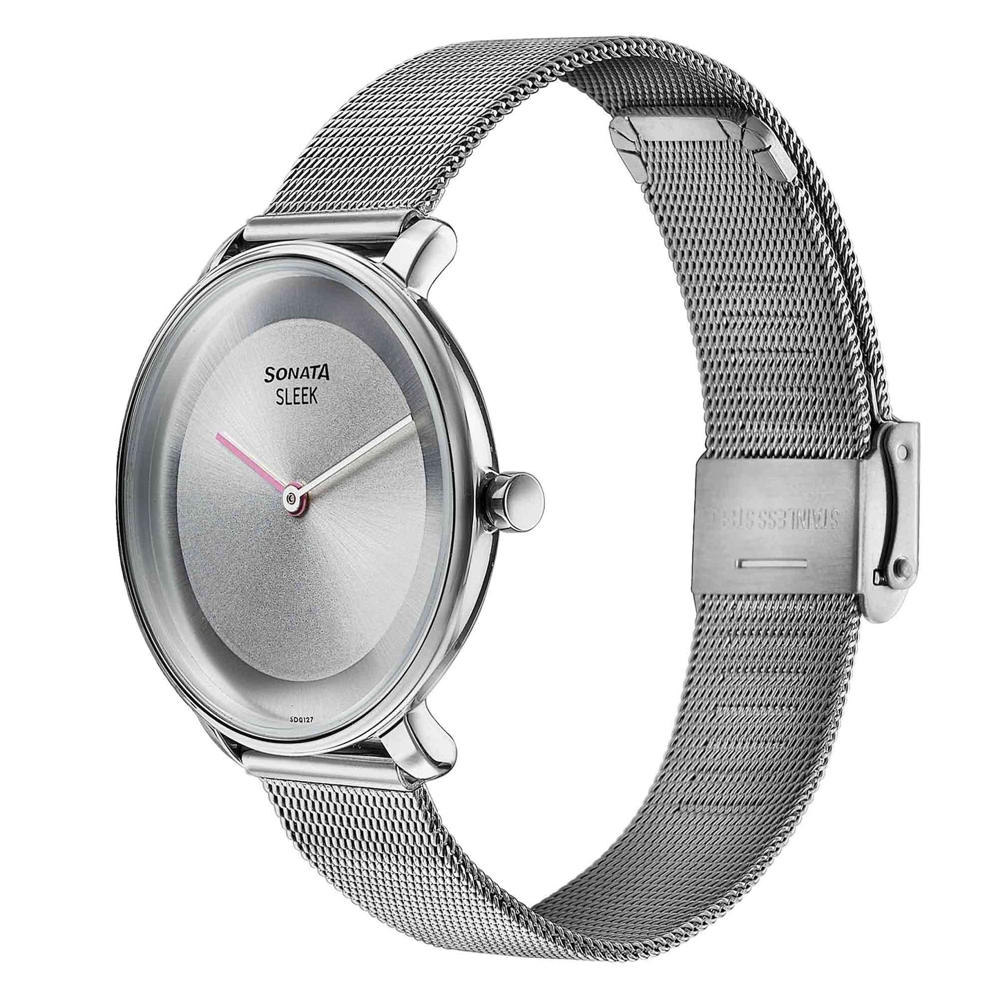 Sonata Sleek Quartz Analog Grey Dial Silver Stainless Steel Strap Watch for Women