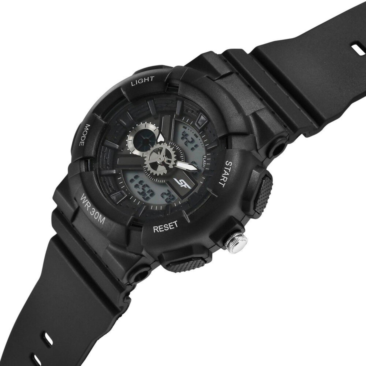SF Unisex Classic Black Watch with Silver Accents - Timeless Elegance for Every Occasion