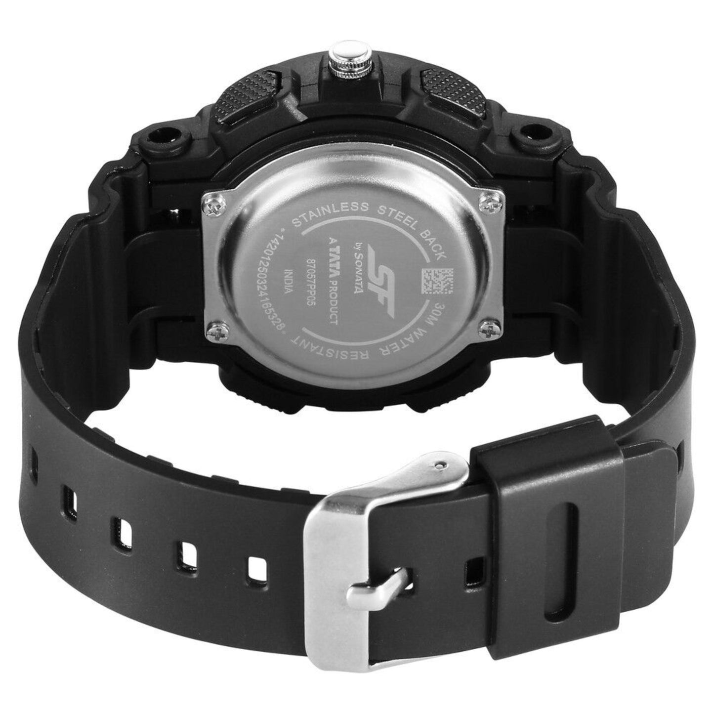 SF Unisex Classic Black Watch with Silver Accents - Timeless Elegance for Every Occasion