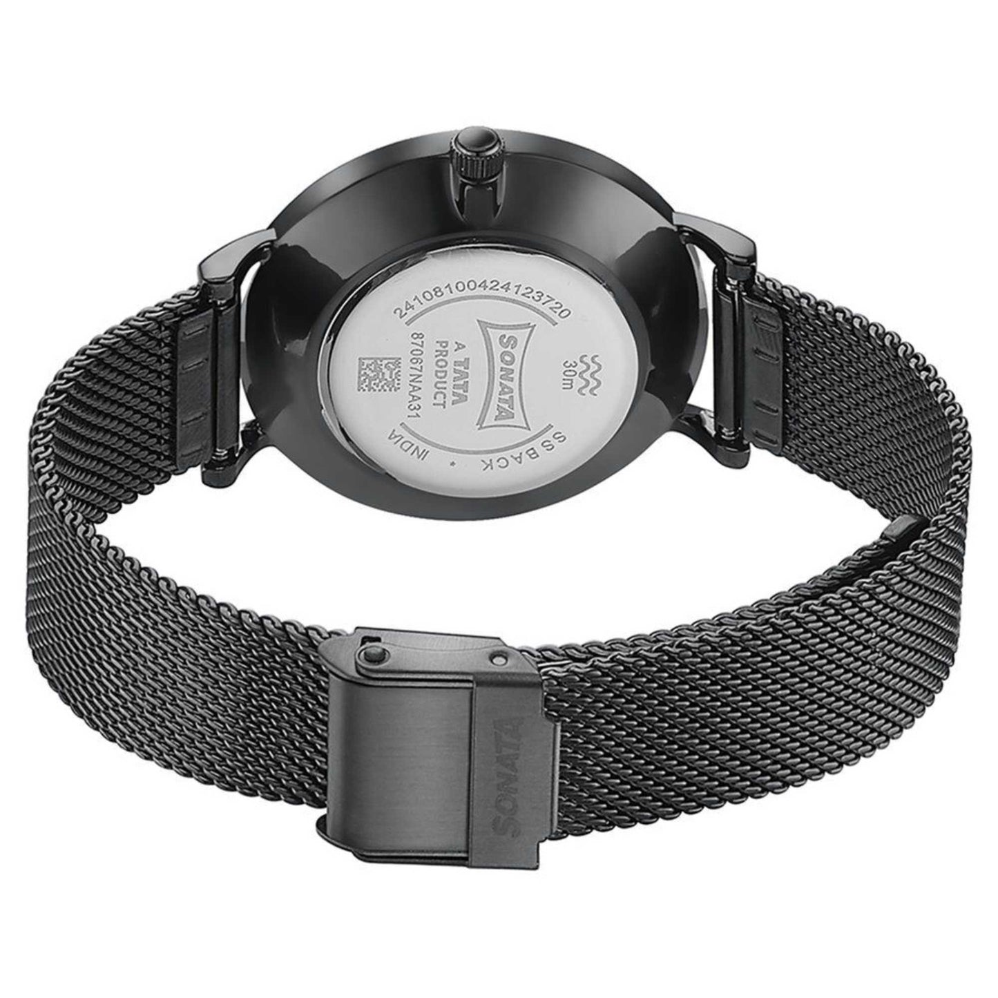 Sota Quartz Alog Black Dial Black Stainless Steel Strap Watch For Women (87067NM01)