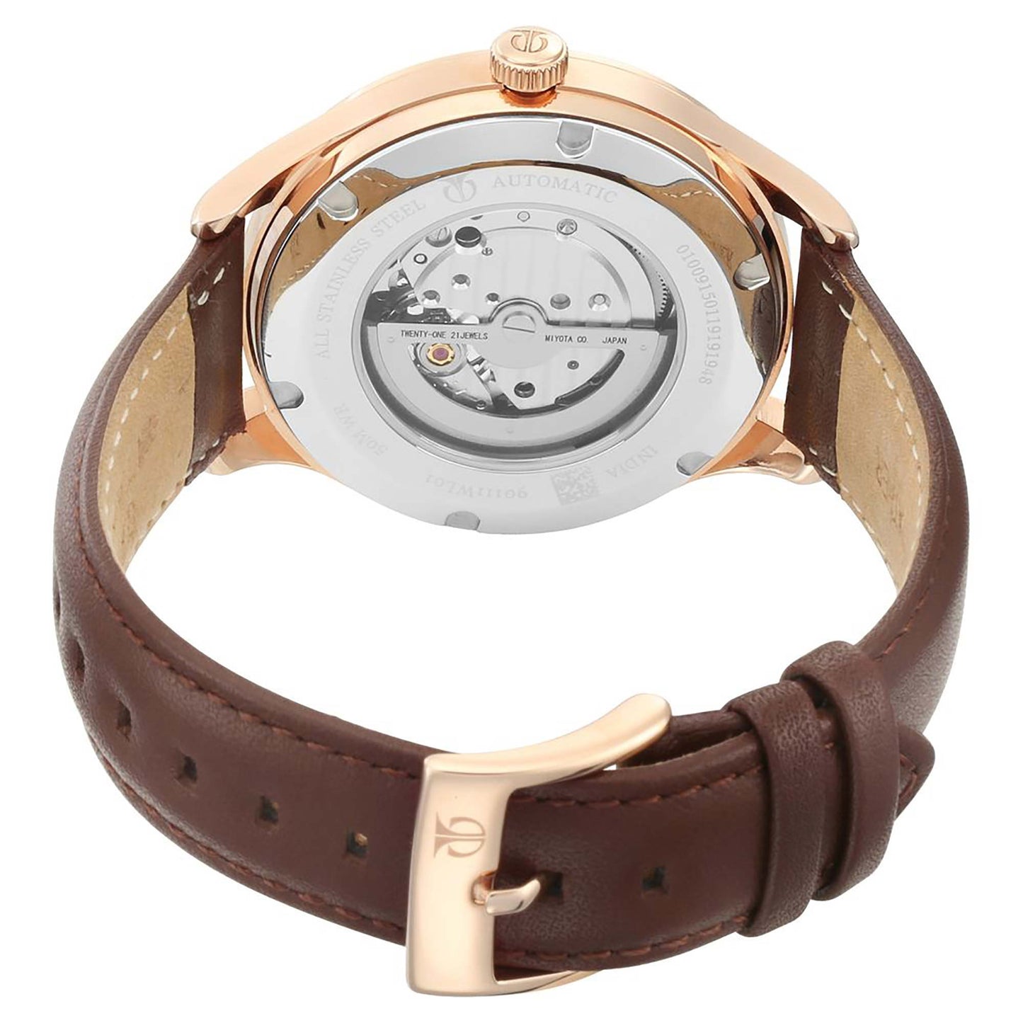 Titan Automatic Blue Dial Brown Leather Strap Watch for Men