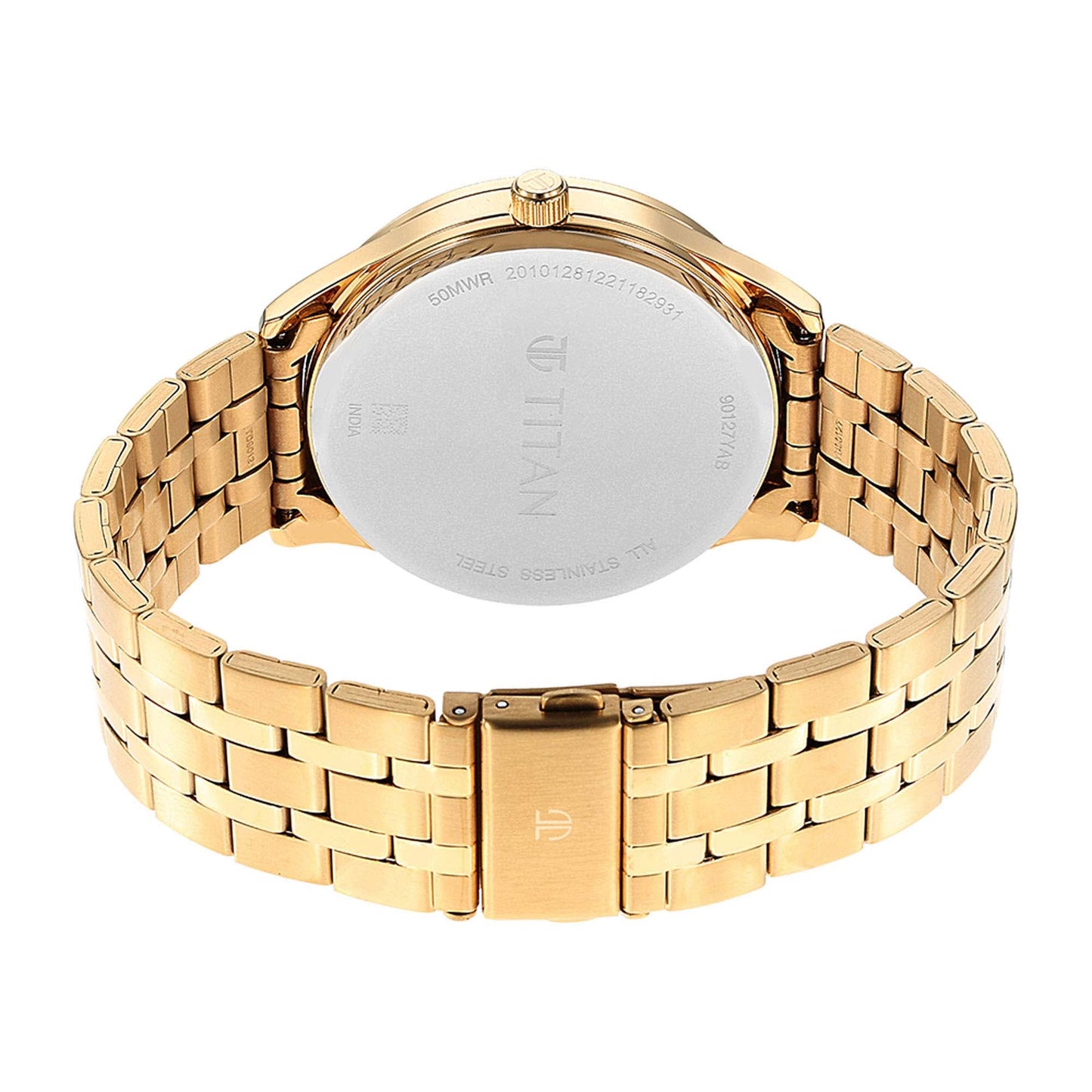 Titan Green Dial Gold Stainless Steel Strap Multifunction Watch for Men