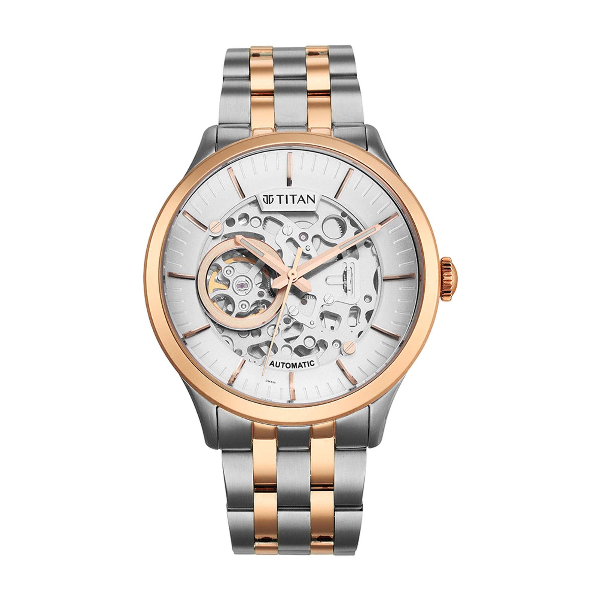 Titan Metal Mechanicals Silver Dial Stainless Steel Strap Watch 90140KM01