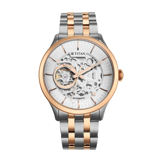 Titan Metal Mechanicals Silver Dial Stainless Steel Strap Watch 90140KM01