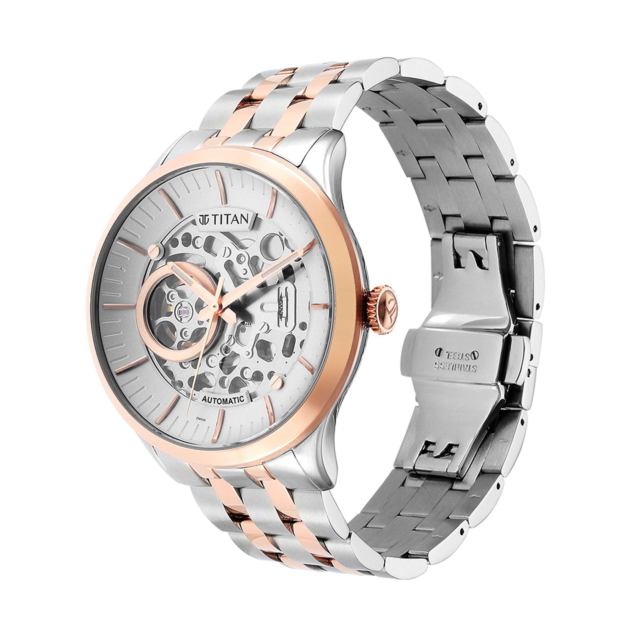 Titan Metal Mechanicals Silver Dial Stainless Steel Strap Watch 90140KM01
