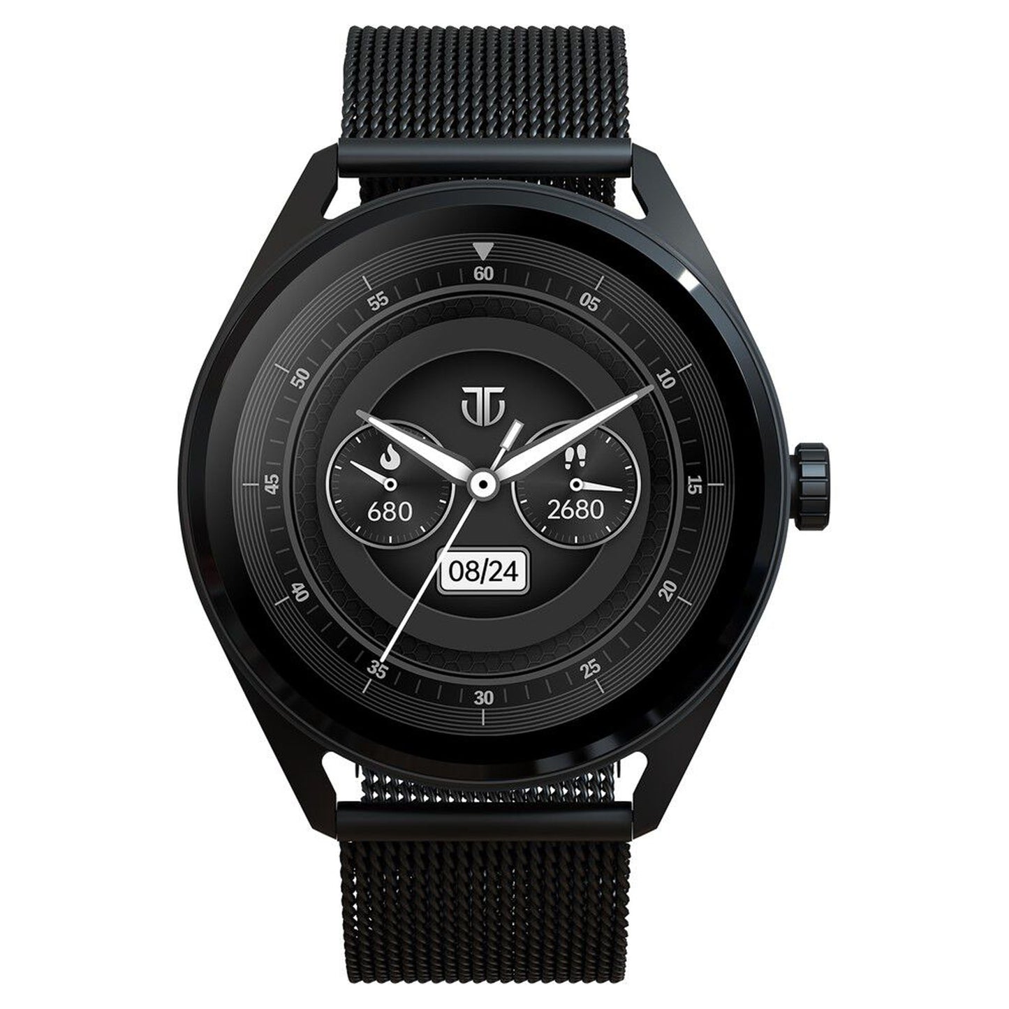 Titan Crest 1.43 Inch AMOLED Display SingleSync Smart Watch for Men With Black Stainless Steel Strap