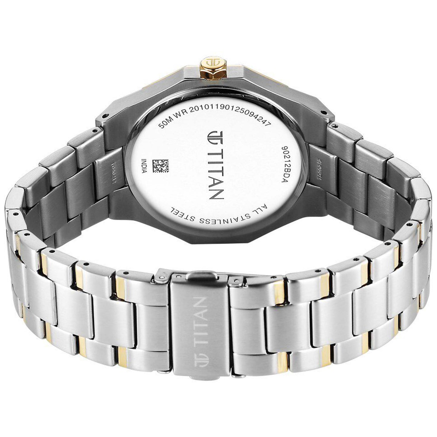 Titan Regalia Dodecagon Quartz Analog with Date Silver Dial Two Toned Watch For Men