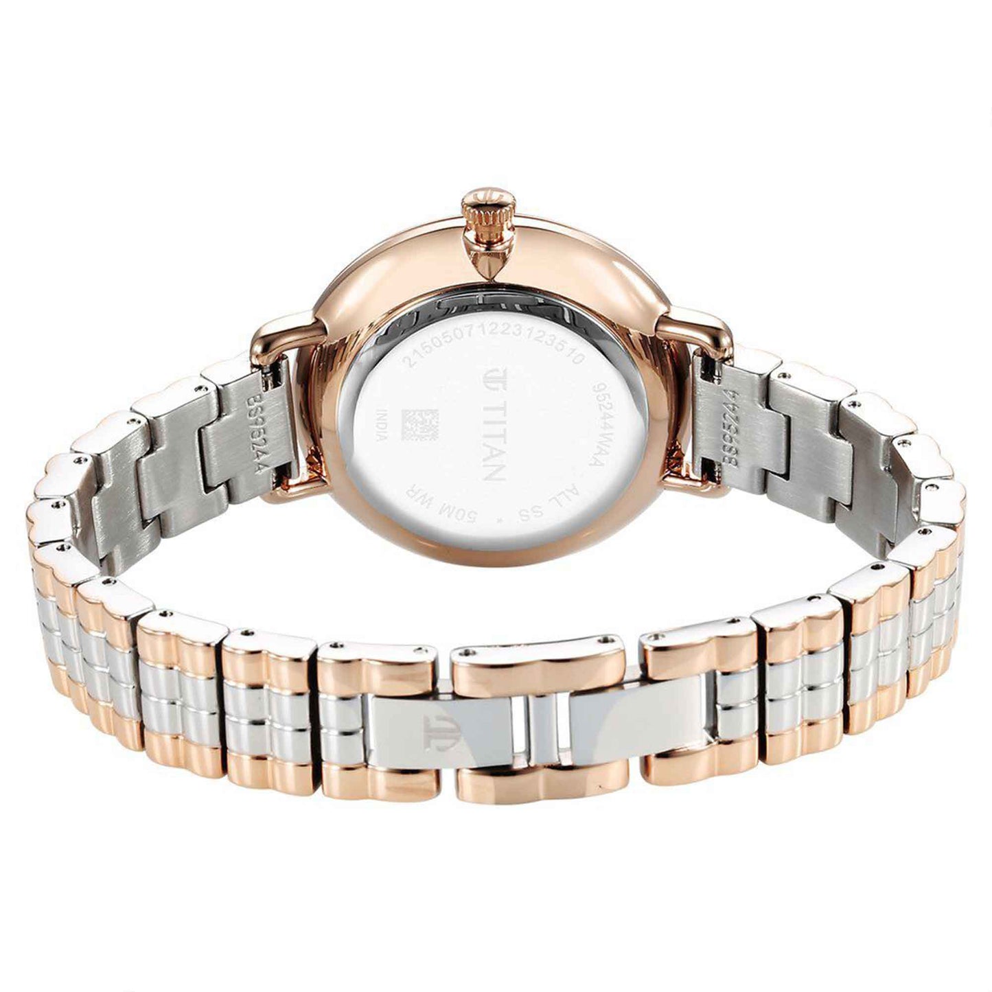 Titan Aura Quartz Analog Silver Dial Stainless Steel Strap Watch for Women