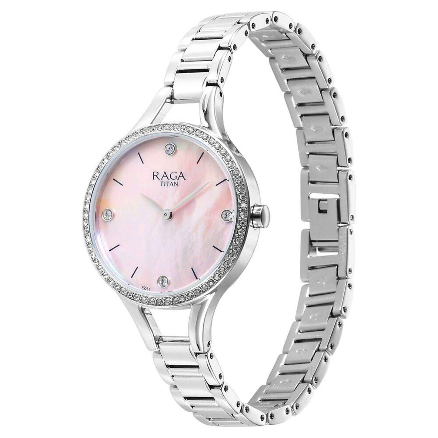 Titan Raga Showstopper Quartz Alog Mother Of Pearl Dial Metal Strap Watch for Women