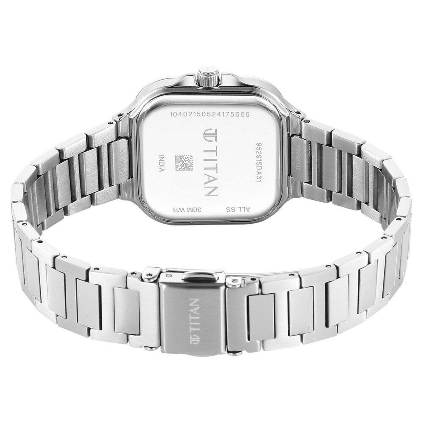 Titan Slim Square Quartz Alog with Date Blue Dial With Silver Color Stainless Steel Strap Watch For Women