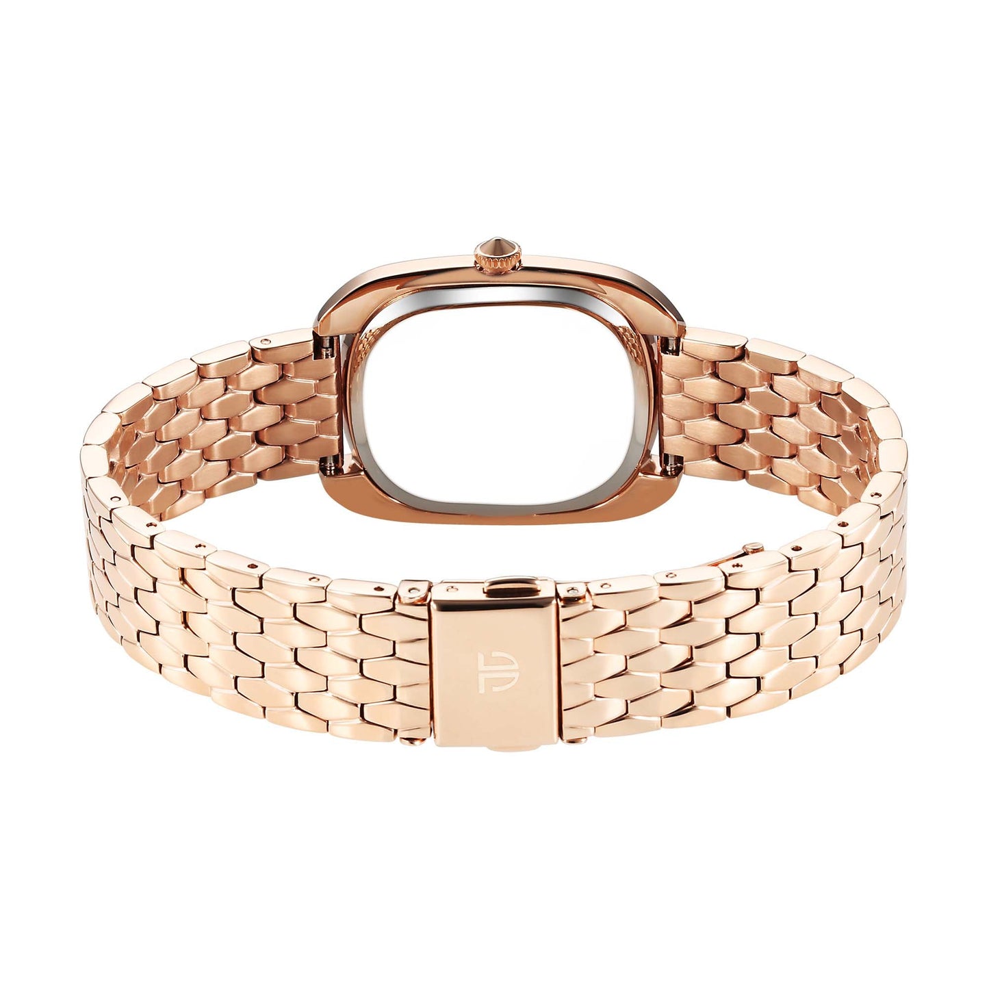 Titan Glamour Quartz Analog Blue Dial Rose Gold Stainless Steel Strap Watch For Women