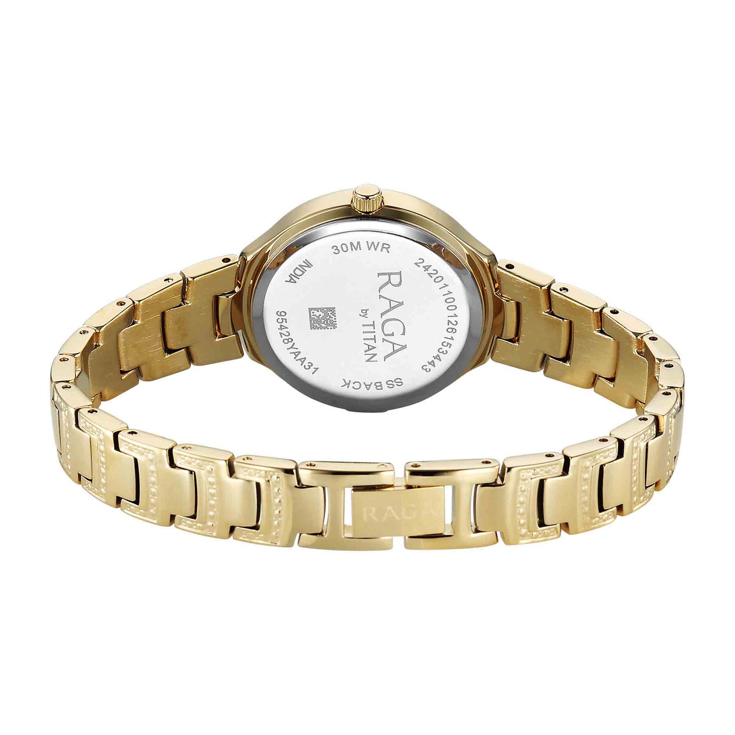 Titan Raga Green Dial Gold Metal Strap Analog Watch for Women