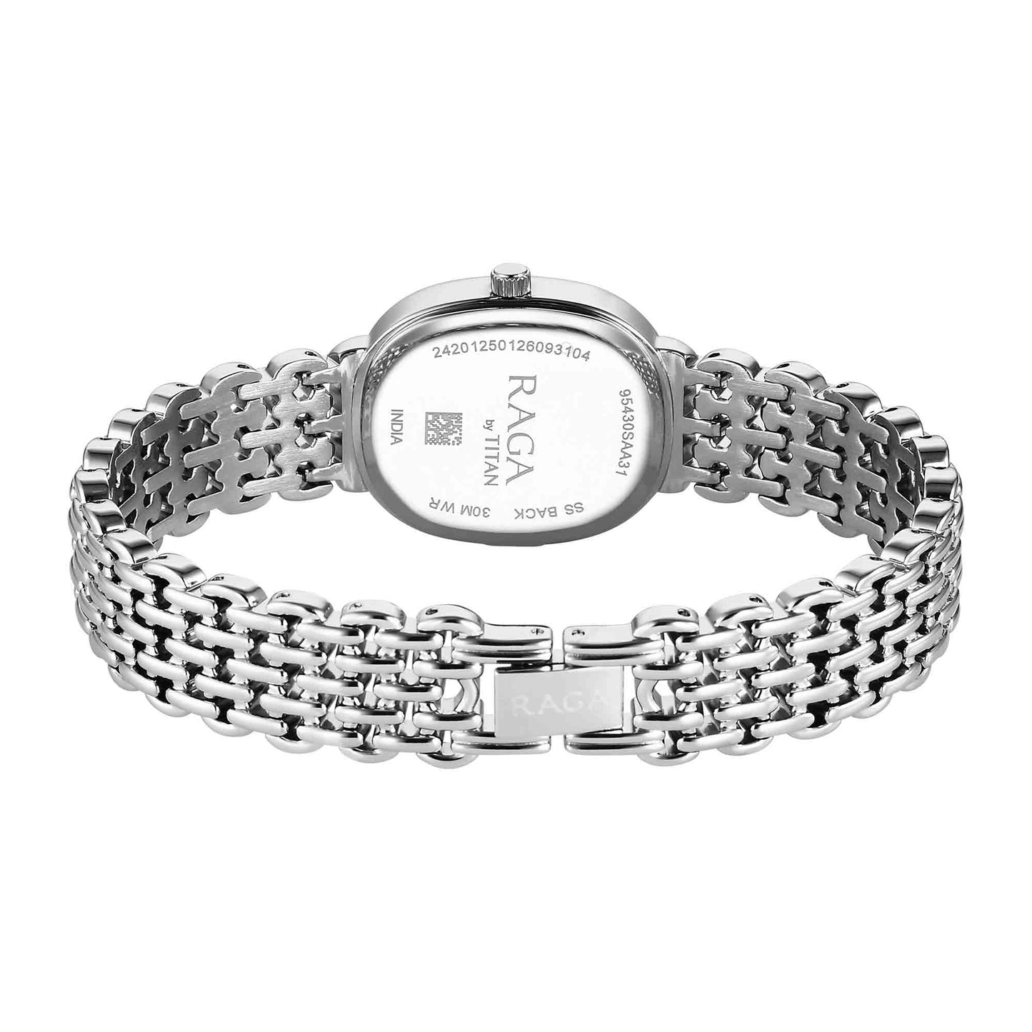 Titan Raga Pink Special Dial Silver Metal Strap Analog Watch for Women