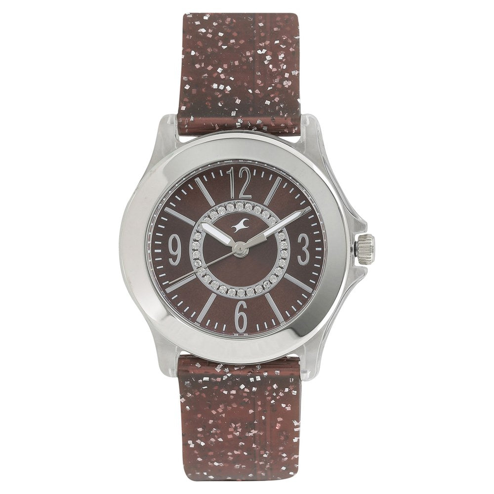 Fastrack Trendies Quartz Analog Brown Dial Plastic Strap Watch for Girls