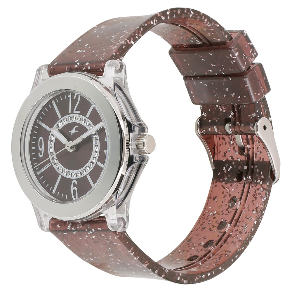 Fastrack Trendies Quartz Analog Brown Dial Plastic Strap Watch for Girls