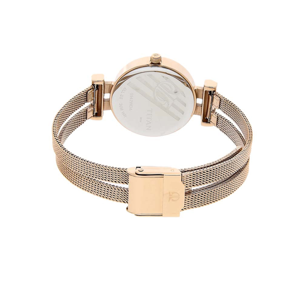 Titan Rose Gold Dial Stainless Steel Analog Watch for Women
