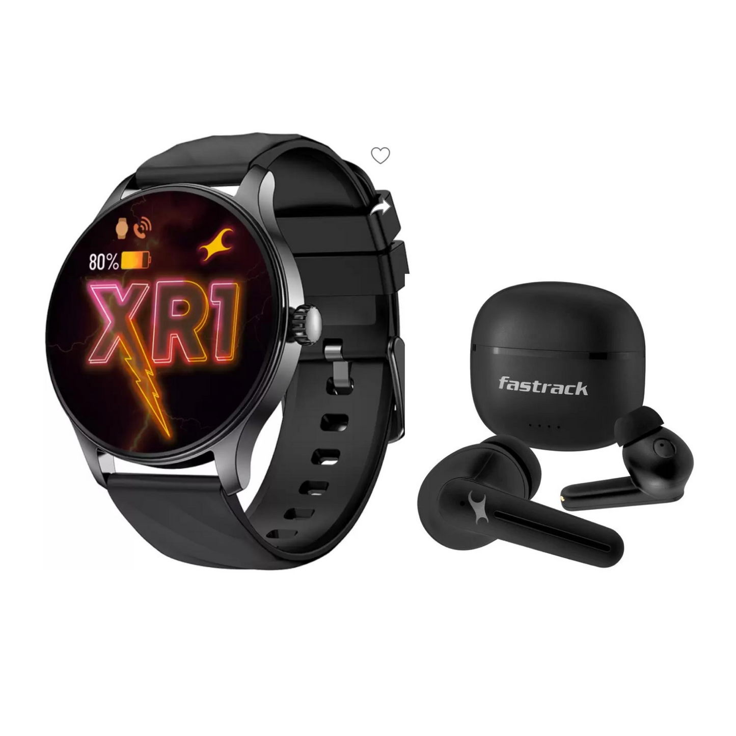 Fastrack Reflex Vybe White: HD Health & Wellness Tracker + Fastrack FPods FX100 40Hrs Playtime Truly Wireless Black Ear Buds 13 mm Deep Bass Drivers Quad Mic NitroFast Charge