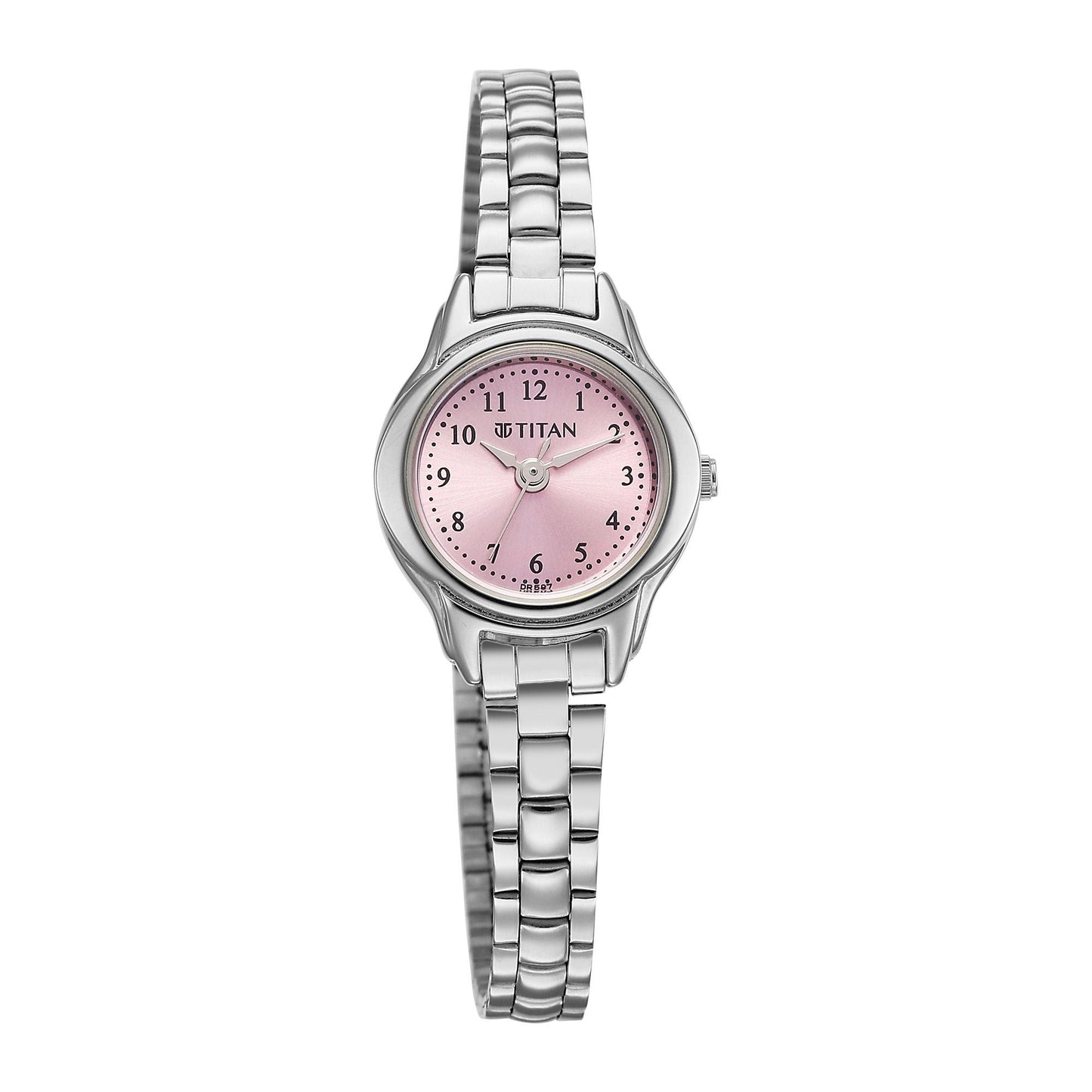 Titan Karishma Pink Dial Silver Stainless Steel Strap Analog Watch for Women 2401SM04