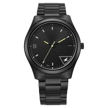 Fastrack Stunners Quartz Analog Black Dial Stainless Steel Strap Watch for Guys 3255NM02