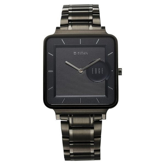 Titan Edge Quad Quartz Analog Blue Dial With Grey Stainless Steel Strap Watch For Men