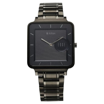 Titan Edge Quad Quartz Analog Blue Dial With Grey Stainless Steel Strap Watch For Men
