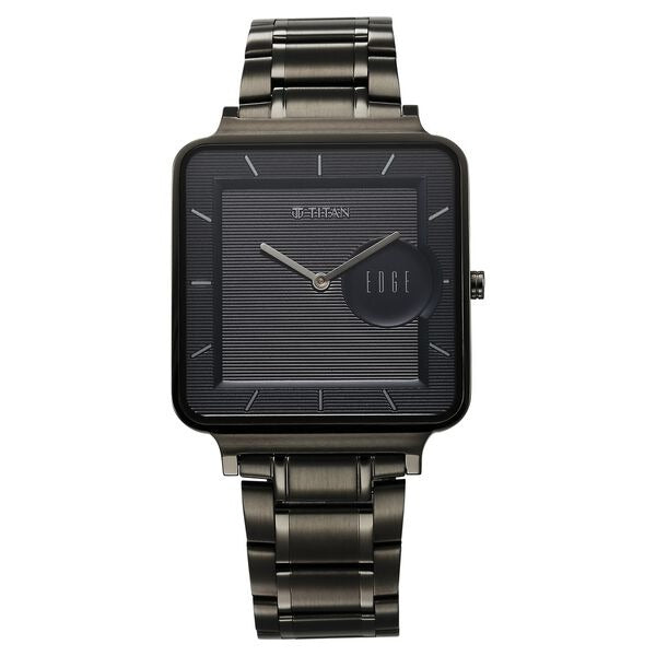 Titan Edge Quad Quartz Analog Blue Dial With Grey Stainless Steel Strap Watch For Men