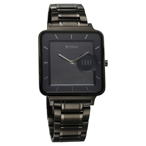 Titan Edge Quad Quartz Analog Blue Dial With Grey Stainless Steel Strap Watch For Men