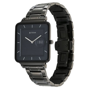 Titan Edge Quad Quartz Analog Blue Dial With Grey Stainless Steel Strap Watch For Men