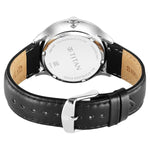 Titan Timeless Treasures Quartz Analog with Date White Dial With Black Color Leather Strap Watch For Men
