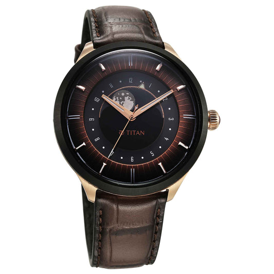 Titan Luna Sun Moon Phase in Seinna Brown - Stellar Edition