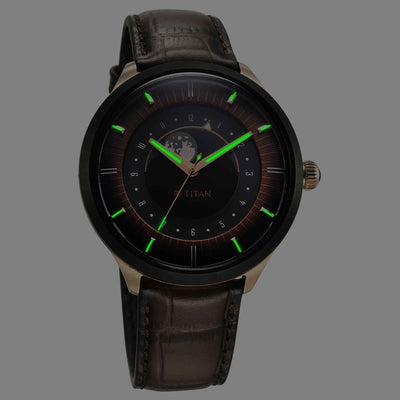 Titan Luna Sun Moon Phase in Seinna Brown - Stellar Edition