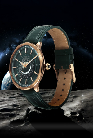 Titan Stellar Analog with Sun Moon Disc Green Dial Watch