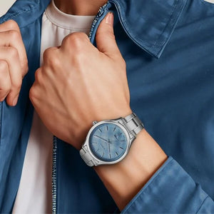 Titan Palette Of Time Quartz Analog with Date Blue Dial Stainless Steel Strap Watch For Men