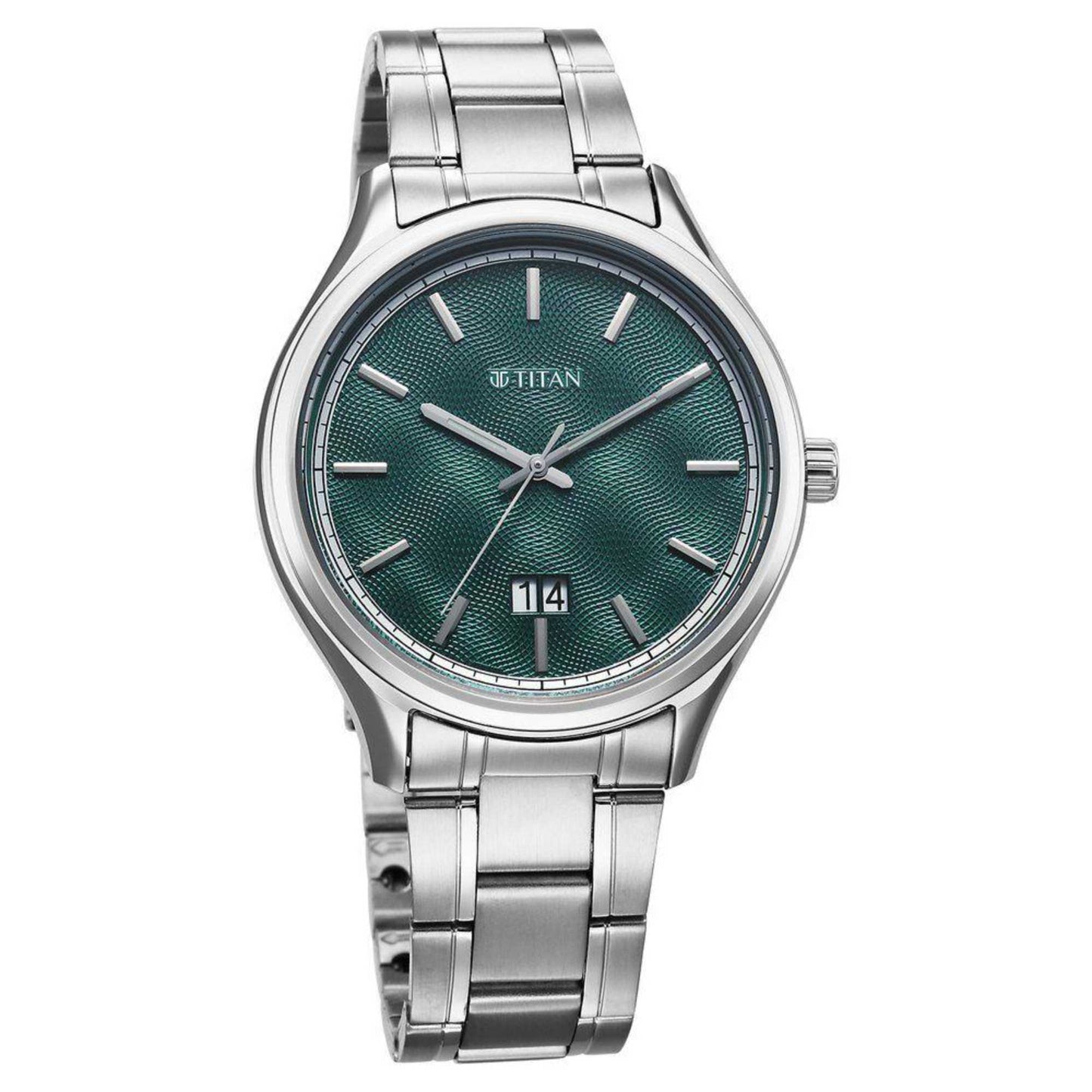 Titan Palette Of Time Quartz Analog with Date Green Dial Stainless Steel Strap Watch For Men