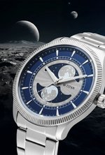 Titan Stellar Analog with Dual Moon Blue Phase Dial Watch
