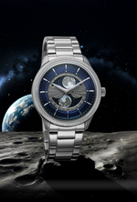 Titan Stellar Analog with Dual Moon Blue Phase Dial Watch