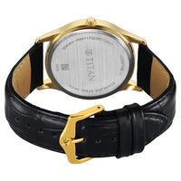 Titan Black Dial Leather Strap Analog with Day Date Watch for Men