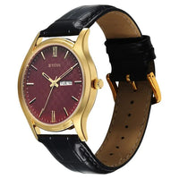 Titan Brown Dial Black Leather Strap Analog with Day Date Watch for Men