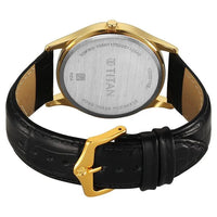 Titan Brown Dial Black Leather Strap Analog with Day Date Watch for Men