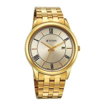 Titan Karishma Green Dial Golden Metal Strap Analog with Date Watch for Men