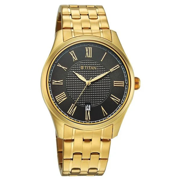 Titan Workwear Green Dial Rose Gold Stainless Steel Strap Analog Watch for Men