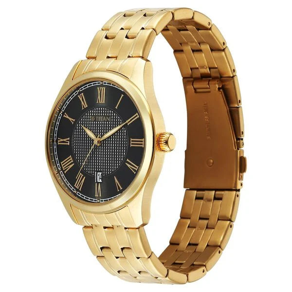 Titan Workwear Green Dial Rose Gold Stainless Steel Strap Analog Watch for Men